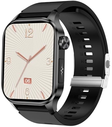 GFPHBJ Montre Connectée pour Hommes Et Femmes Écran HD 2,04 Appel Bluetooth Traqueur De Fitness Température Corporelle en Temps Réel Et Surveillance d'un Sommeil Sain Pédomètre pour iOS/Android,A