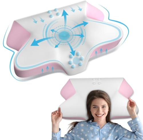 Clemas Cuscino Ergonomico con Federa in Seta di Ghiaccio, Cuscino Cervicale per Dolore – Memory Foam, Altezze Regolabili, per Dormire di Lato, Schiena, Pancia