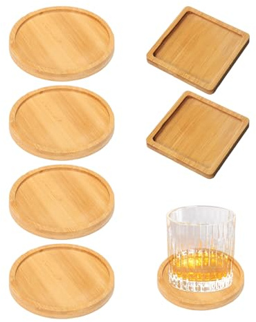 TYFGRT Bandejas Redondas De 4 Piezas Y Bandejas Cuadradas De 2 Piezas, Bandejas para Tazas, Bandejas Multifuncionales, Bandejas para Velas, Bandejas Decorativas, Accesorios para El Hogar