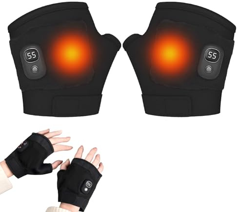 Wiederaufladbare fingerlose beheizte Handschuhe – 3 Geschwindigkeiten einstellbar (Schwarz, 2000 mAh)