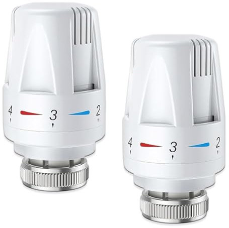 2 PCS Thermostatic Radiator Valve Head, Standard M30x1.5 DN25 Electric Regulating Valves Universal, Thermostatic Radiator Valve Heating System Temperature Control Heads for Home Office