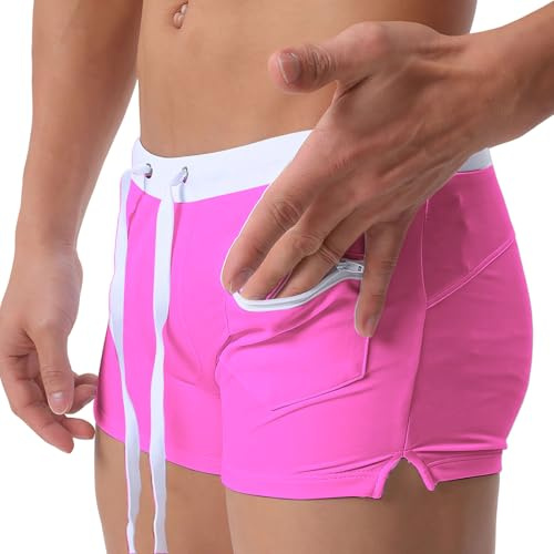 Ausing badbyxor herr snäva korta badshorts med dragsko simbyxor boxer vattensport simning trunks surfdag M-3XL = EU S–2XL
