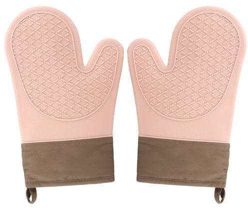 Guanti Forno,2PCS Guanti da Forno Silicone,Guanto da Forno Superficie Antisdrucciolevole,Cotone Interno,Guanti Cucina