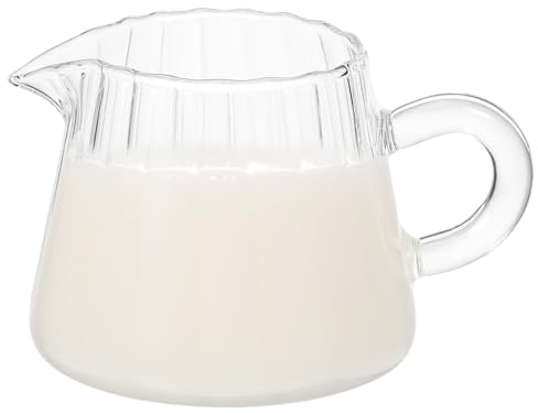 Ciieeo Brocca per latte in vetro borosilicato, con beccuccio da 150 ml, piccola brocca per caffè e latte, per uso domestico e bar