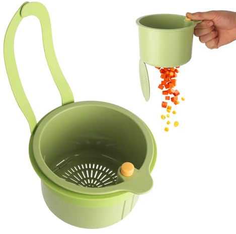 ACOMTUO Colador de Fregadero Colgante,Cesta de Drenaje para Grifo con Cierre a Presión,Colador para Fregadero,Cestas Coladoras para Fregadero para Lavar/Organizar en la Cocina (Verde)