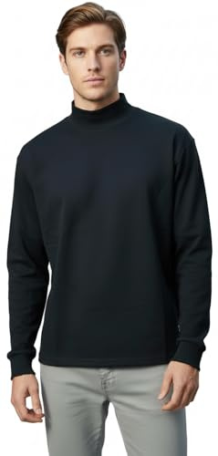 Essendo Lupetto Uomo Invernale Cotone Termico Felpato 100%. Maglia Sottogiacca a Collo Alto in Caldo Cotone Interlock (IT, Testo, L, Regular, Regular, Nero)