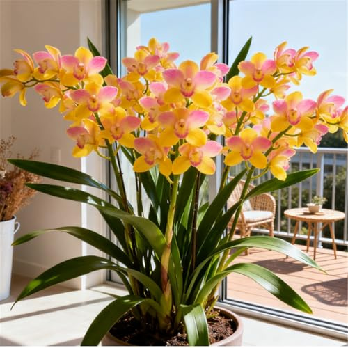 Orchidea Cymbidium profumata - Decorativa in vaso per interni ed esterni - facile da fiorire-3 PCS-A