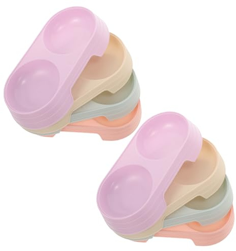 OSOLADY Set de 8 Comederos para Gatos y Perros en Plástico, Cuencos Anti-vuelco para Alimentación y Bebida, Diseño Fácil de Limpiar y Mantener el Área Ordenada