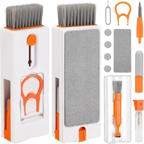 BEAZOOM Kit completo de limpieza de 11 piezas Computadoras y teléfonos con cepillo de teclado, limpiador de auriculares (blanco)
