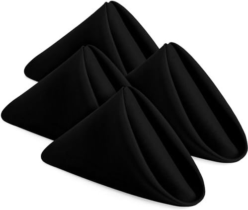 KICHLY Servilletas de Tela - Paquete de 24, Suaves y cómodas servilletas de Tela Reutilizables - Ideales para Eventos y Uso Regular en casa, de poliéster (Negro, 43 x 43 cm)