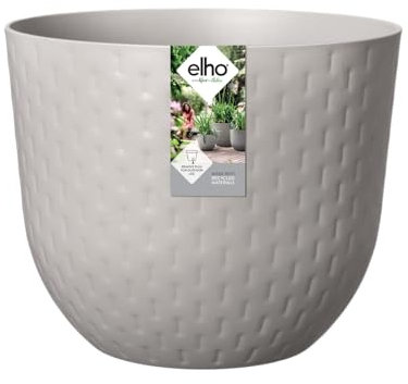 Elho Fuente Grains Rund 38 - Blumentopf für Innen & Außen - Ø 37.968 x H 31.363 cm - Grau/Kieselgrau