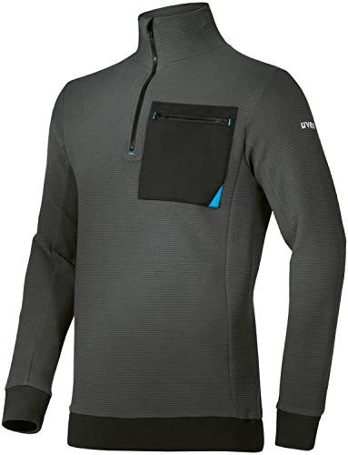 Uvex Maglione da Lavoro in Maglia Tune-Up con Taschino per Uomo (Grigio Scuro, L)
