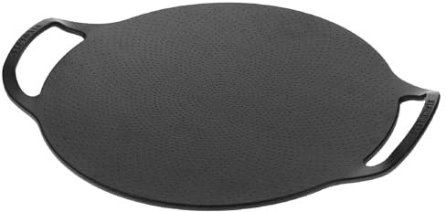 Victoria Plancha Cocina Inducción para Pizza Hierro Fundido Curado, Sartén 38cm con Asas, Fuego, Barbacoa, Horno, Vitrocerámica, Gas, Comal Curada para Antiadherente Libre de Tóxicos sin PTFE