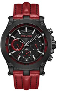 Police Herren Analog Quarz Uhr mit Leder Armband PEWJF2226601