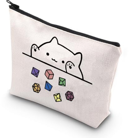 Cat Throwing Dice Bag of Holding Zipper Pouch Gamer Dice Game Makeup Bag Funny Gaming Gift for Women(WT-Dragons Card)