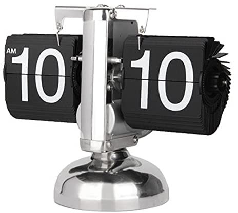 Tyenaza Orologio da Tavolo a Fogli Mobili, Orologio Digitale con Vibrazione, Orologio da Scrivania con Vibrazione Automatica Meccanica retrò Minimalista a Un Piede per Il Soggiorno di Casa (Nero)