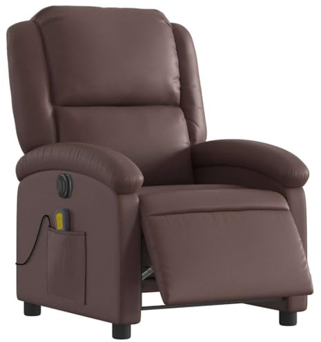 vidaXL Poltrona Massaggiante Elettrica Marrone in Similpelle