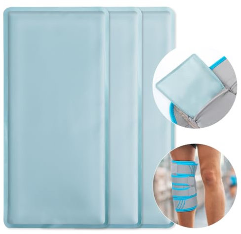3*Kühlpads Gel, 22 * 10.5cm Kalt Warm Kühlpads, Wiederverwendbare, Kühlmanschette Knie Kühlbandage Ersatz-Kühlpackungen für Knieersatzoperationen/Arthritis/Prellungen/Schwellungen