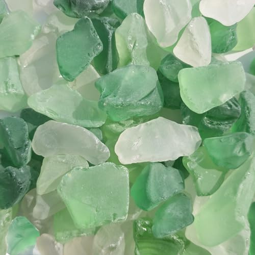 QYGL Sea Glass Block for Craft - 1LB Green Mixed Frosted Sea Glass