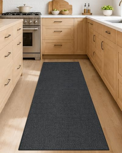 COLOR&GEOMETRY Tappeto Cucina Antiscivolo Lavabile 61x210cm, 4 mm ultra-sottile Passatoia cucina, Assorbente Facile da Pulire Tappeto runner per Davanti al Lavandino, Corridoio, Grigio