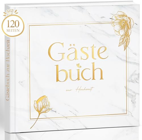 Gästebuch Hochzeit personalisiert blanko Hochzeitsgästebuch, Goldfolie Hochzeitsbuch Gästebuch ohne Fragen zum Ausfüllen 120 Seiten Luxus Edles Marmor Cover Fotoalbum Hochzeitsalbum, Hochzeitsgeschenk