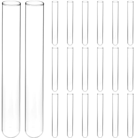 QWORK® 20 Stück Reagenzgläser Glas, 20mm OD X 150mm Länge, Borosilikatglas Rundboden Reagenzglas
