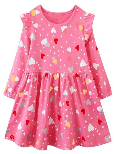 JinBei Klänningar för liten flicka, barn kortärmad/ärmlös avslappnad sommarklänning bomull tyll nät paljetter tecknat djurtryck t-shirt klänningar för barn baby flickor småbarn barn ålder 2-7 år