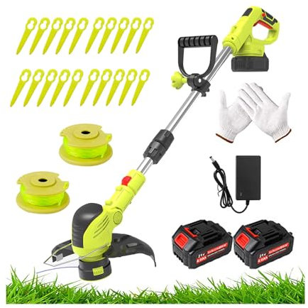 Garden Cordless Grass Trimmer with Command Feed And 2 Batteries Strimmer Line Strimmers Edge Cutter for Lawn Edger Pruning Weed