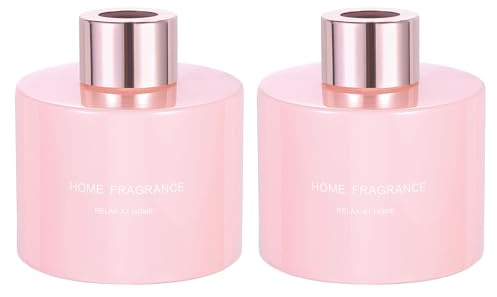 sourcing map 2pcs Empty Glass Diffuser Bottle 140ml/4.7oz Refillable Fragrance Accessories Aromatherapy Jar Container for Replacement Reed Diffuser DIY Home Bathroom Pink with Gold Tone Cap
