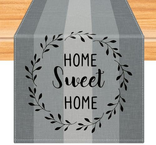 Kiatuniya Runner Tavola Moderna Blu Grigio Runner da Tavolo Strisce Centro Tavola Decorazioni Lavabile Tovaglia Decorazioni Runner per Cucina Ristorante Giardino Esterno Feste 40x140 cm