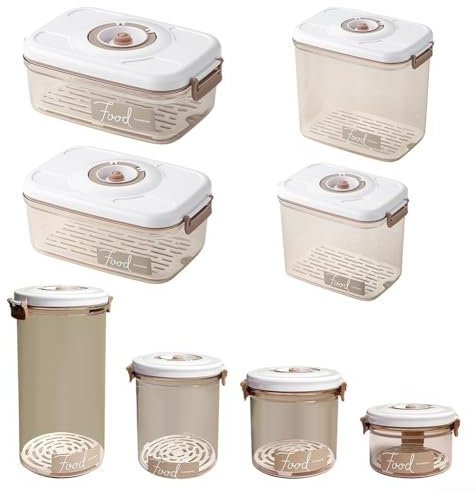 Yuanpgky Contenitore sottovuoto minimalista per alimenti, rotondo, 2,3 l, ermetico, contenitore per alimenti secchi, sigillato, compatibile con pompa a vuoto