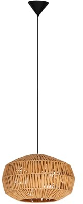 EGLO Hängelampe Sheldon, Esstisch Pendelleuchte 1-flammig, Esstischlampe Boho, Hängeleuchte mit Lampenschirm aus Bast Papier, E27 Fassung, Ø 38 cm