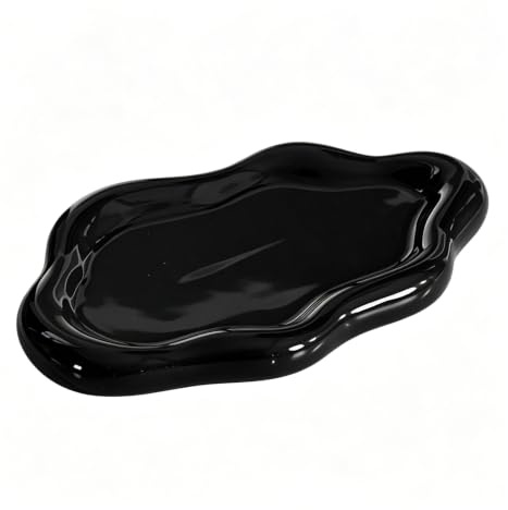 CCHONGCC Ceramic Jewellery Dish Trinket Dish Jewelry Tray Cloud Shape Tray Perfume Tray Rings/Earrings/Bracelets/Watch/Keys Tray for Valentine's Day//Mother's Day/Birthday Gift (Black)
