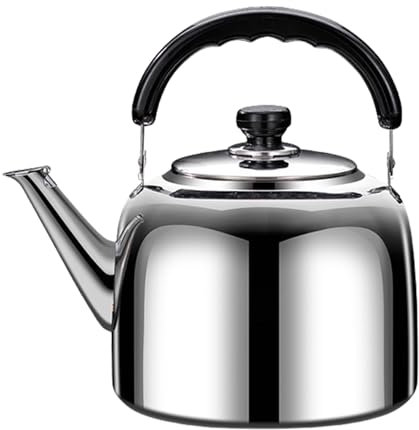 Tetera de acero inoxidable de gran capacidad con silbato fuerte, hervidor de agua multiusos para uso en estufa