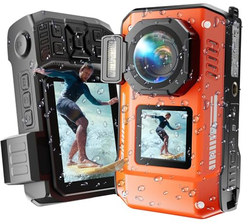 MaxMango D50 8K 70MP Camara Digital - 33FT Camara Acuaticacon Tarjeta de Memoria de 64 GB, Camara de Fotos con Zoom Automático de 18X, A Los Golpes y al Polvo, Adecuado para Snorkeling - Naranja
