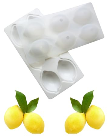 Biliant 6 rutnät silikonform citron, 3D-citroner, silikonform frukter för brownies, silikon bakform gör-det-själv molt, citronform silikon, för muffins, cupcakes, pudding, isbitar och gelé