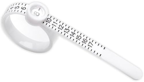 Misuratore di misura 'anello - Taglia US 1-17 | Righello di misurazione degli anelli con lente d'ingrandimento | Nastro metrico morbido per misurare le dimensioni delle dita | Strumento per