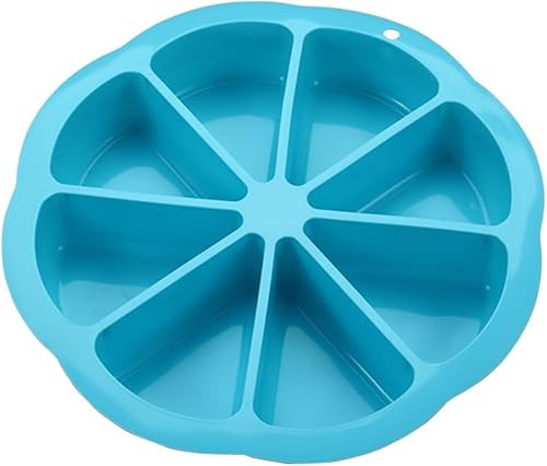 yeeplo Silikonkakform, rund, silikonbakform med 8 triangulära, non-stick silikon, tårtform, återanvändbar bakform för kakor, bröd, muffinssilikonform, kakhund kam (blå)