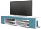 Vladon Lowboard Movie, TV-Kommode mit 4 offenen Fächern und Zierleisten, Weiß matt/Petrol Hochglanz (134 x 29 x 39 cm)