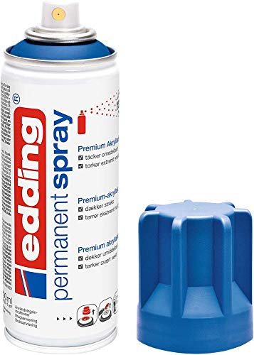 edding 5200 permanent spray - gentian blue matt - 200 ml - acrylic paint for painting and decorating glass, metal, wood, ceramic, plastic, canvas - aerosol spray, acrylic spray, paint spray