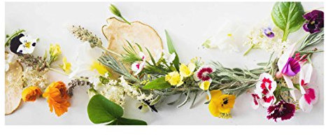 Bilderwelten Glasbild Wandbild Frische Kräuter mit Essblüten 40 cm x 100 cm