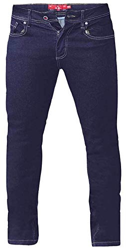 D555 Mens Big Size Tapered Fit Stretch Jeans in Dark Blue Stonewash (Ambrose)