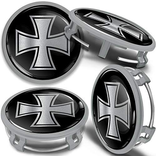 SkinoEu 4 x 75 mm, navskydd, fälglock, kompatibel med Mercedes Benz navskydd, navkapslar, fälgkåpa, navkapslar, aluminiumfälgar silver svart CMS 4