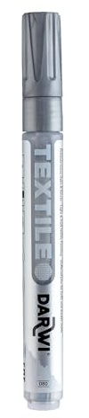 DARWI TEX OPAK TEXTIL MÄRKARE - spets 2 mm - 6 ml silver