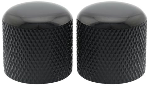 Musiclily Pro Metrisch Stahl Potiknopf Push-on Dome Knobs für Import E-Gitarre oder Bass, Schwarz (2 Stück)