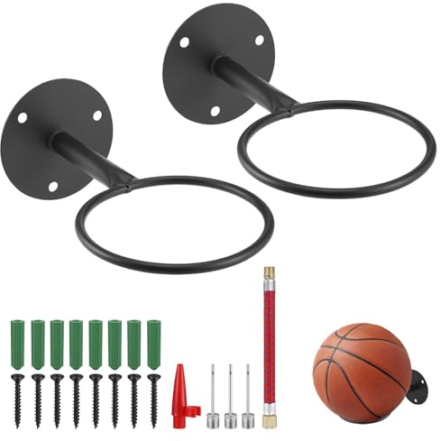 Fentar 2 Pezzi Porta Palloni da Parete, Supporto Universale per Calcio, Basket, Pallavolo e Rugby, Espositore Robusto con Viti Incluse, Ideale per Garage, Palestra e Scuola