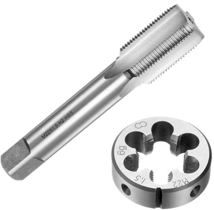 QUARKZMAN Juego de 2 Piezas de Machos y Terrajas, Métrica M22 x 1.5, Herramienta de Roscado y Roscado para Reparación de Tuercas y Tornillos