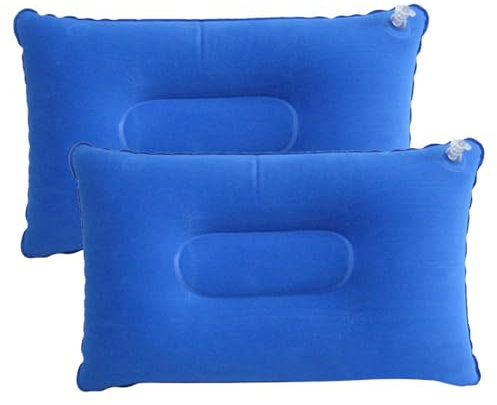 GXGM 2 Stück 34 * 22CM Kissen aufblasbar,nackenkissen aufblasbar,Aufblasbares kopfkissen,Aufblasbares Kissen Camping Reisekissen Luftkissen Kopfkissen, Nackenkissen Strandkissen（Blau）