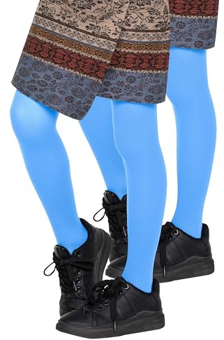 Looksy, confezione da 2 paia di collant opachi per ragazze, in morbida microfibra, con piede, calze per bambini, per danza, scuola, balletto, 40 DEN, età 3-12 anni [Prodotto in Italia], Azzurro, 5-6
