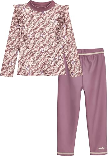 Playshoes Ensemble Rash-Guard Long 2 pièces pour Fille, Ensemble de Fleurs à Manches Longues, 110-116